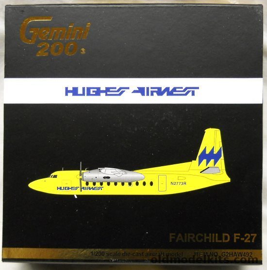 Gemini Jets 1/200 Gemini 200 Fairchild F-27 Hughes Airwest, G2HAW492 plastic model kit